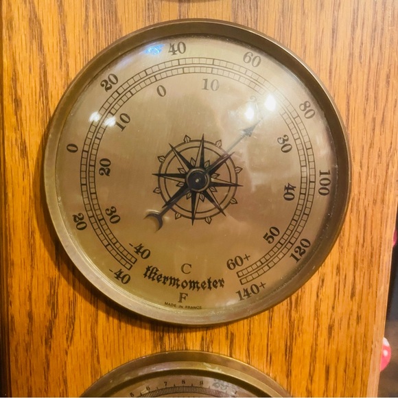 Vintage Weather station barometer thermometer hygrometer barometer wooden frame - Picture 8 of 16